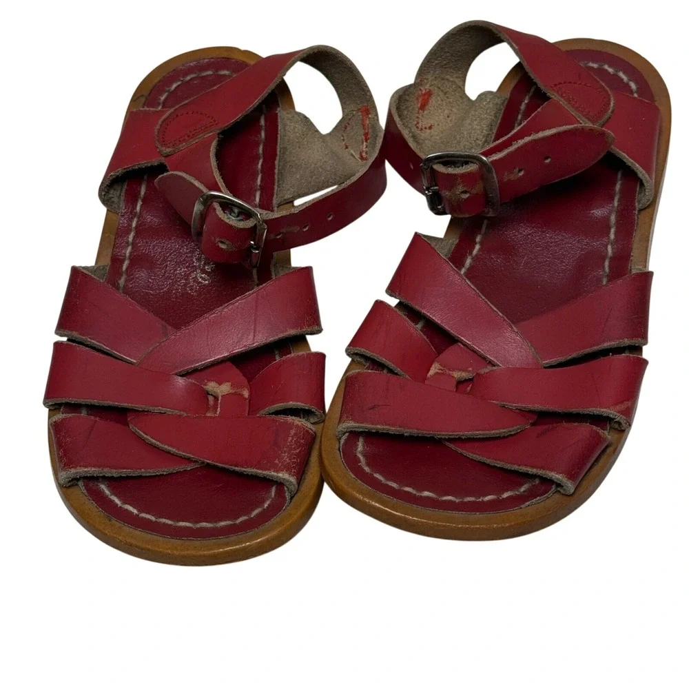 Salt Water Sandals Red Strappy Sandals Kids 9 Classic Retro SummerCoastal Beach‎